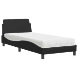 Cumpara ieftin Pat cu saltea, Dover, negru, 80x200 cm, piele ecologica