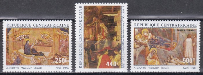 Centrafricana 1986 - Crăciun -Picturi de Botticelli, Giotto, PA, Cota 12 EU, MNH