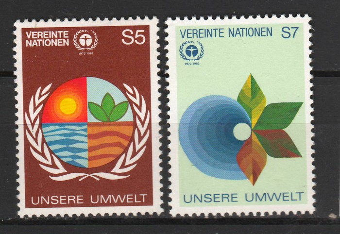 TIMBRE 142 9, ONU, VIENA, 1982, MEDIUL NOSTRU INCONJURATOR.