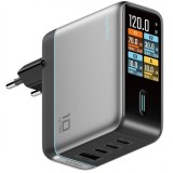 Incarcator Retea Cu Cablu USB-C Cuktech AD1204U Display, 120W, 6A, 1 x USB-A - 2 x USB-C, Argintiu CAD1204UEUGR