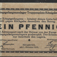 RARR : GERMANIA = LAGERGELD KONIGSBRUCK - 1 PFENNIG 1915 - AUNC / CEA DIN SCAN