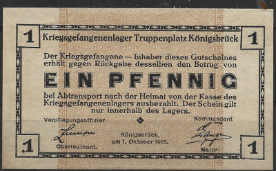 RARR : GERMANIA = LAGERGELD KONIGSBRUCK - 1 PFENNIG 1915 - AUNC / CEA DIN SCAN foto