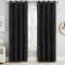 Set draperii din catifea cu inele albe, Madison, 200x260 cm, densitate 700 g/ml, Negru, 2 buc