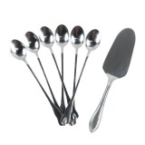 Lingurita pentru desert + paleta tort, Icos, inox, set 7 bucati