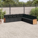 Gossi set mobilier de gradina cu perne, 9 piese, negru, poliratan