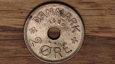 Danemarca - moneda de colectie bronz - 2 ore 1928 XF+ absout superba ! foto