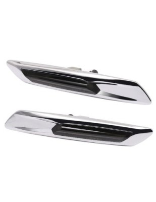 Set 2 Semnalizari Cromate Aripa LED Dinamice secventiale cu sticla fumurie pentru BMW F10, F11, F07 fara facelift foto