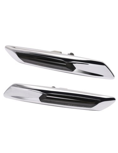 Set 2 Semnalizari Cromate Aripa LED Dinamice secventiale cu sticla fumurie pentru BMW F10, F11, F07 fara facelift