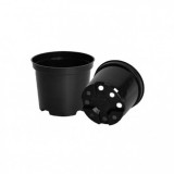 Set 6 Ghivece Rasad Casa Plastor, Diametru 21 cm, Plastic Negru, 4.1L, Drenaj, Profesional