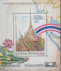 BC88, Romania 1993, colita exp.internationala de filatelie Bangkok-Tailanda foto
