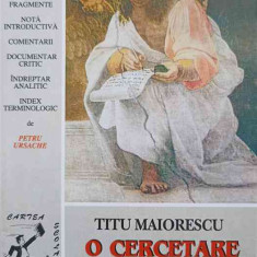 O CERCETARE CRITICA-TITU MAIORESCU