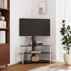 Suport TV de colt 3 niveluri pentru 32-70 inchi, negru/argintiu GartenMobel Dekor