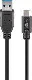 Cablu USB type C tata - USB 3.0 tata 3m negru Goobay