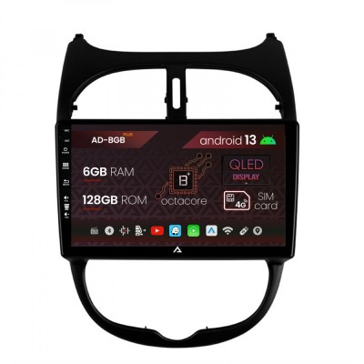 Navigatie Peugeot 206 (1998-2012), Android 13, B-Octacore 6GB RAM + 128GB ROM, 9 Inch - AD-BGB9006+AD-BGRKIT262 foto