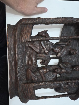 Sculptura vintage africana cu Nasterea Domnului foto