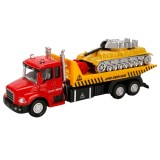 Set camion transportator cu tanc, Maxx Wheels, Rosu, 16 cm