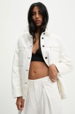 Answear Lab geaca jeans culoarea alb, de tranzitie