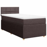 Cumpara ieftin Pat box spring cu saltea, maro inchis, 90x200 cm, textil