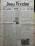 Buna Vestire, ziar liber de lupta si doctrina, 11 april. 1937, omagiu A. C. Cuza