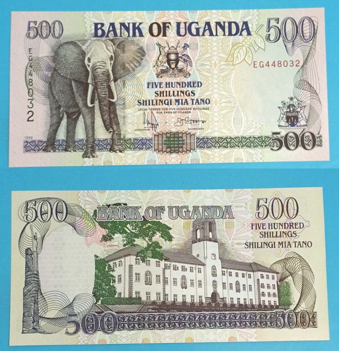 Uganda 500 Shillings 1996 &#039;Elefant&#039; UNC serie: EG448032 p#35