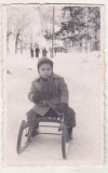 Bnk foto - Copil cu sanie - anii `50, Alb-Negru, Romania 1900 - 1950, Portrete