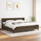 vidaXL Pat box spring cu saltea, maro &icirc;nchis, 200x200 cm, textil 3129820