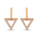 Cercei din aur de 14k, model triunghi, cu piatră de zirconiu