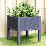 Cumpara ieftin Jardinieră de grădină cu picioare, albastru gri, 40x40x42 cm, PP
