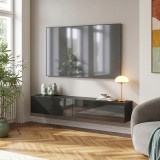 H&auml;ngeboard Evaton 180x32x30 cm Schwarz, hochglanz [en.casa]