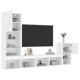 Unitati de perete TV cu LED-uri, 4 piese, alb, lemn prelucrat GartenMobel Dekor, vidaXL