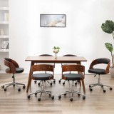 VidaXL Scaune pivotante, 6 buc. negru, lemn curbat &amp; piele ecologică