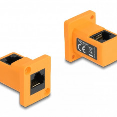 Modul D-type de retea RJ45 M-M unghi 90 grade orange, Delock 87997