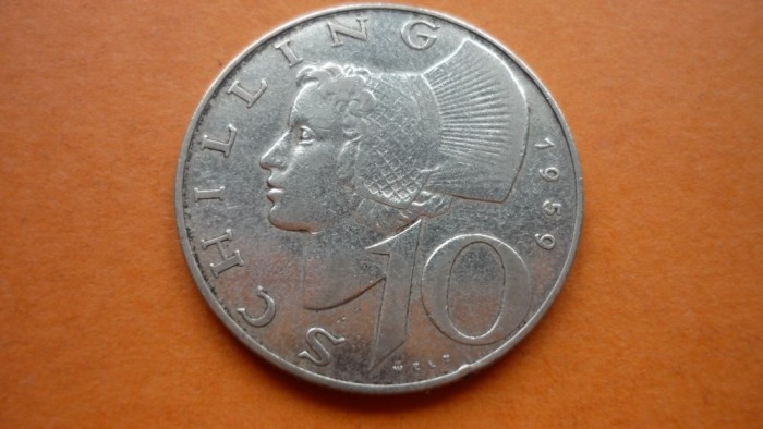 10 SCHILLING 1959 ARGINT *****