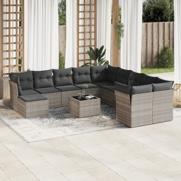 Gossi set canapele de gradina cu perne, 12piese gri deschis poliratan
