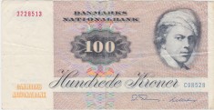 DANEMARCA 100 COROANE KRONER ND(1972-1993) VF