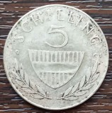 (A990) MONEDA DIN ARGINT AUSTRIA - 5 SCHILLING 1961, CALUL LIPIZZAN, 5,2 GRAME, PURITATE 640, Europa