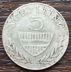 (A990) MONEDA DIN ARGINT AUSTRIA - 5 SCHILLING 1961, CALUL LIPIZZAN, 5,2 GRAME, PURITATE 640