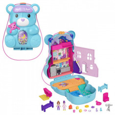 Set de joaca cu 2 papusi si accesorii in gentuta, Polly Pocket, Teddy Bear, HGC39