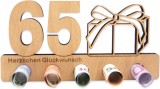 Decoratiune aniversara pentru 65 de ani Anyunkey, lemn, maro, 20 x 11 cm