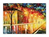 Cumpara ieftin Tablou pictat manual, La ceas de seara prin centrul vechi, stilizat, 70x50cm ulei pe panza, Spectaculos