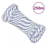 VidaXL Fr&acirc;nghie de barcă, alb, 5 mm, 250 m, polipropilenă