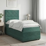Cumpara ieftin Pat boxspring cu saltea Verde inchis 90 x 200 cm Catifea