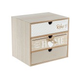 Cutie depozitare decorativa, 3 sertare, 20x15x18 cm, Lemn, ATU-088945, Oem
