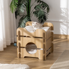 PawHut pat pisici, cu 2 nivele, perne incluse, 50x50x50cm