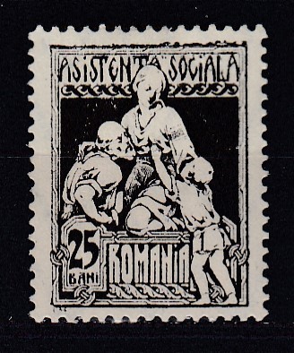 ROMANIA 1928 ASISTENTA SOCIALA TIMBRE DE AJUTOR CU FILIGRAN ORIZONTAL SARNIERA