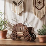 Cumpara ieftin Caleasca Marturie Lemn &amp; Acrilic, Bomboniere Eleganta Nunta/Botez, Cadou Invitati Personalizabil, 13.5cm