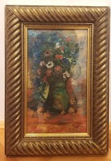 Tablou ulei pe carton Flori 29x17 cm Ion Musceleanu expertizat directoare Muzeu foto