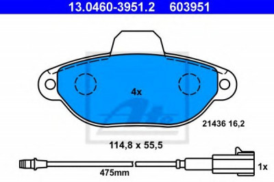 Set placute frana,frana disc FIAT PUNTO Van (188AX) (2000 - 2009) ATE 13.0460-3951.2 foto