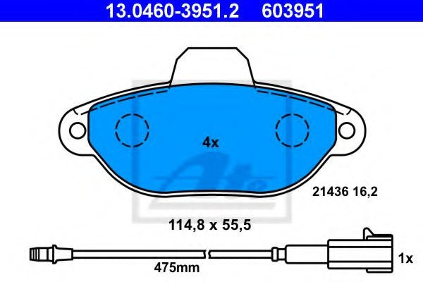 Set placute frana,frana disc FIAT PUNTO Van (188AX) (2000 - 2009) ATE 13.0460-3951.2