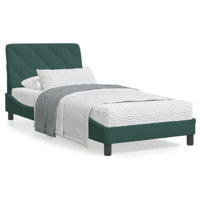 vidaXL Cadru de pat cu lumini LED, verde &amp;icirc;nchis, 80x200 cm, catifea foto